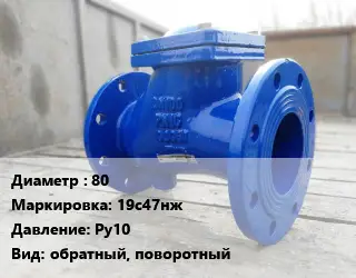 Клапан стальной 80 19с47нж Ру10 обратный, поворотный